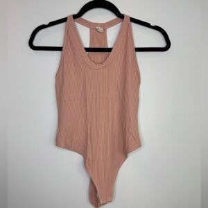 Free People Pink Ribbed bodysuit size small racer back